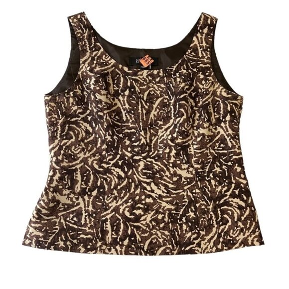 Kasper Pure Silk 2-Piece Blazer  Camisole Brown Black Cream Abstract Size US 8 - Picture 6 of 16